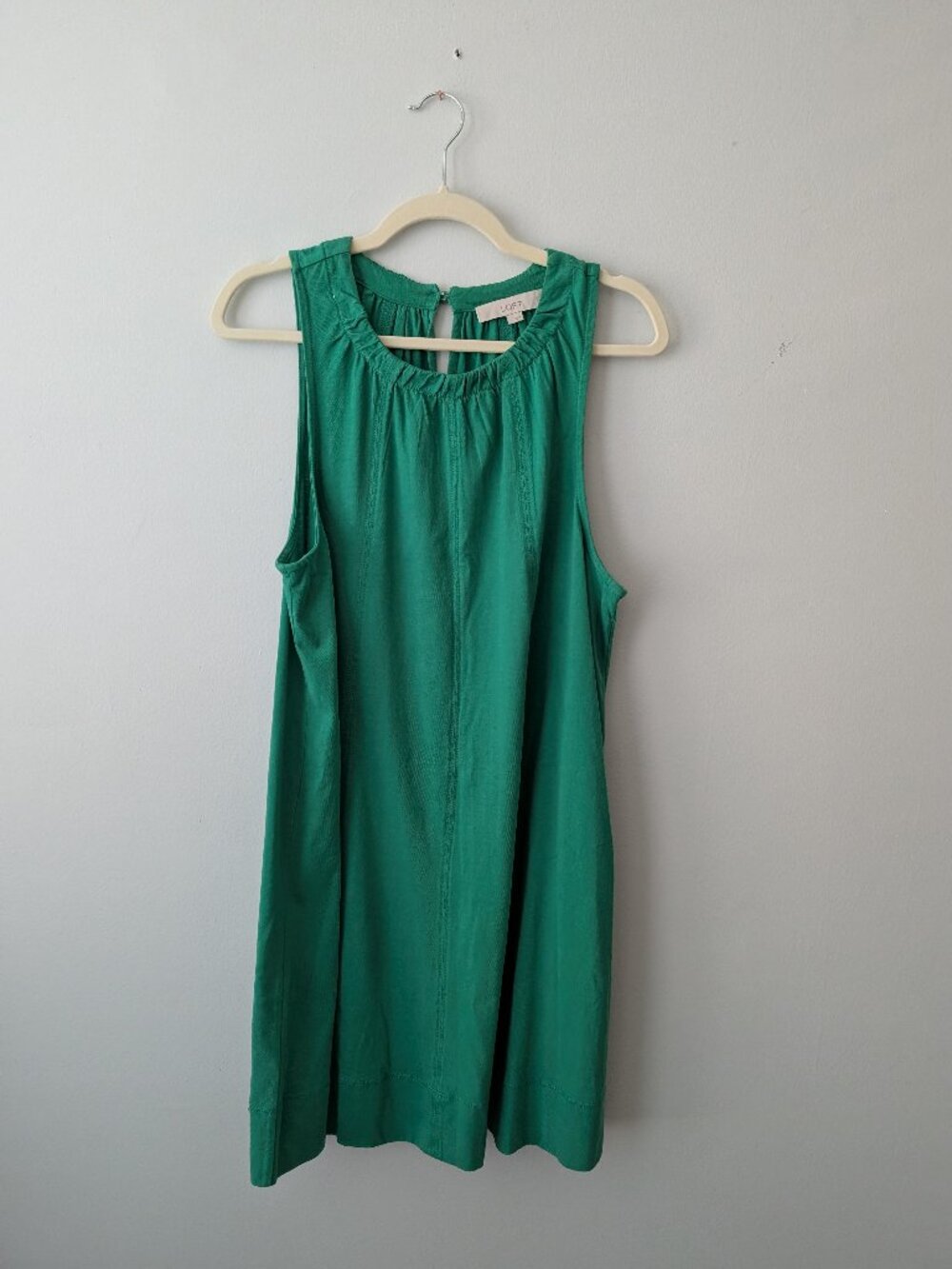 LOFT Green Sleeveless Shift Dress Size L New Without Tags